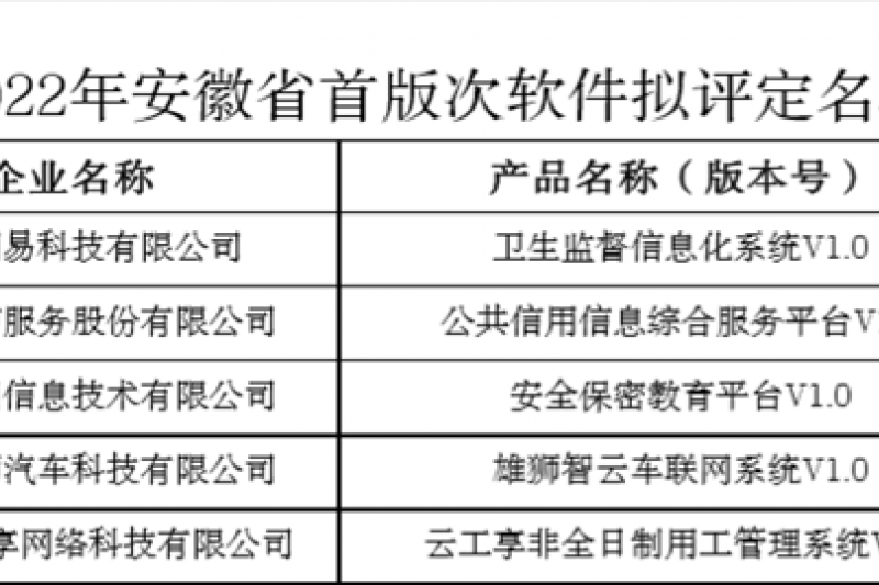 【云圖頭條】喜訊！云圖信息一產(chǎn)品被評定為2022年安徽省首版次軟件